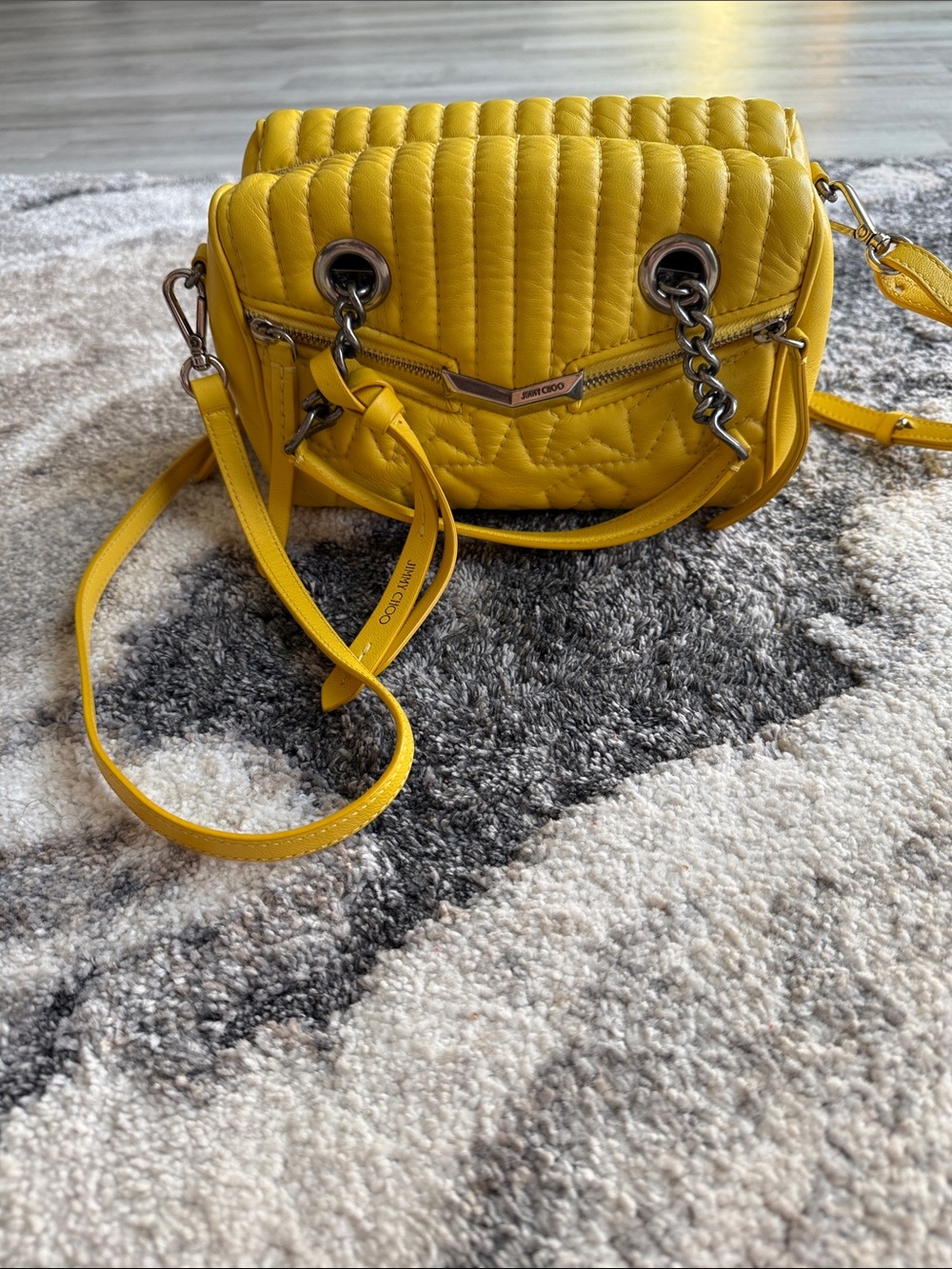Jimmy Choo Yellow Quilted Leather Chain-Strap Crossbody